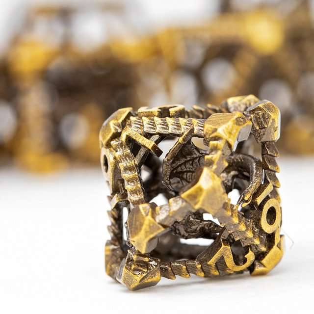 Sage's Draconic Prison Bronze Cage Hollow Metal Dice Set image 4
