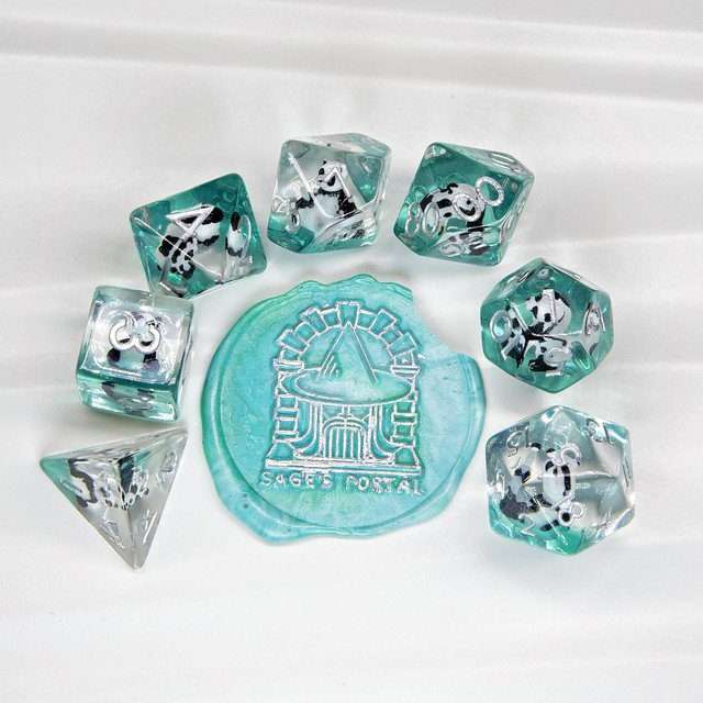 Sage's Baby Panda Familiar Resin Polyhedral Dice Set image 8
