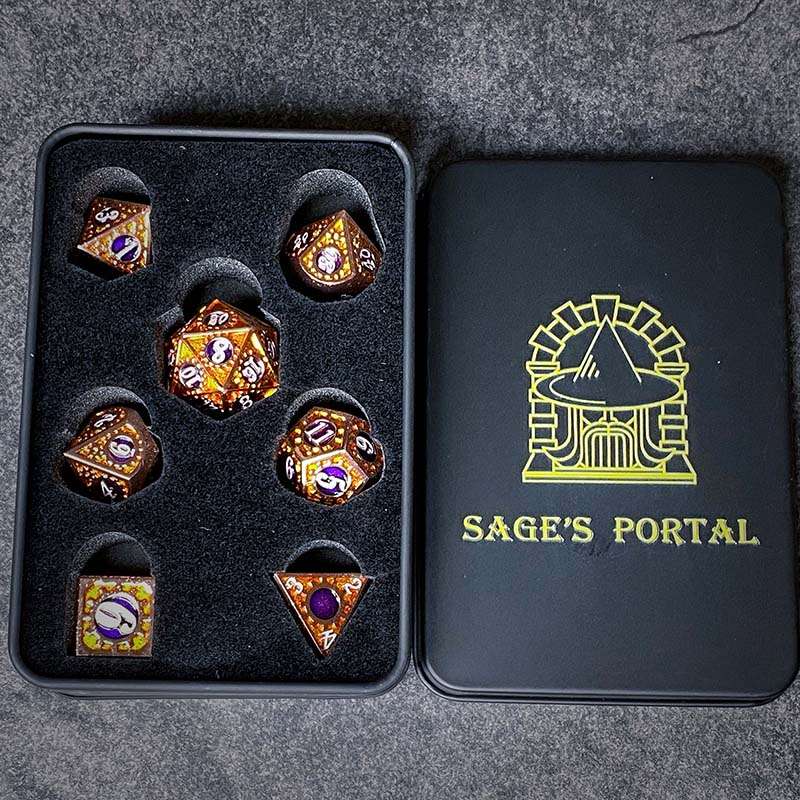Sage's Gnomish Trinkets - Copper Gears Metal Polyhedral Dice Set image 12