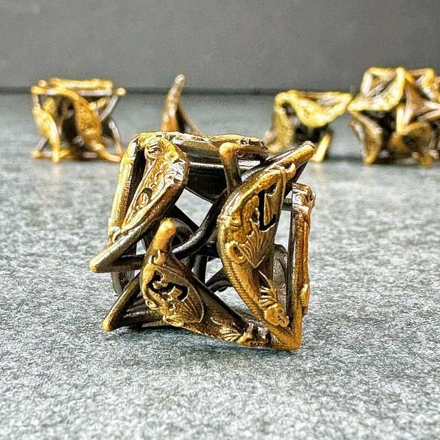 Sage’s Soaring Wyvern Hollow Metal Polyhedral Dice Set image 6