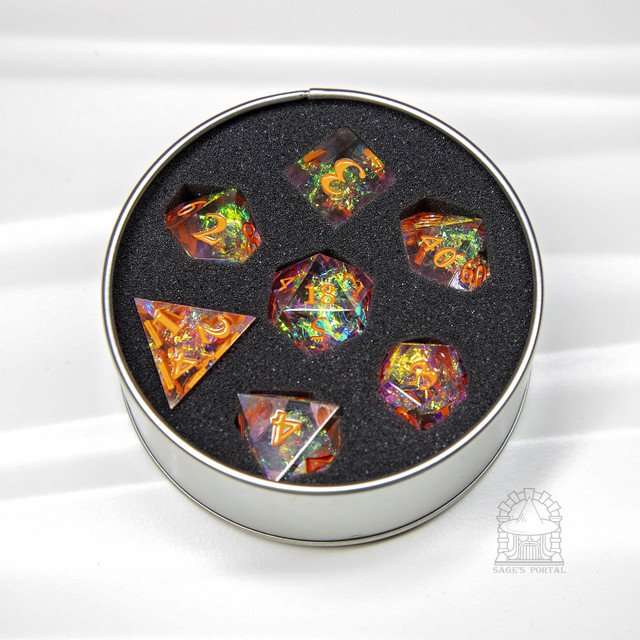Sage's Crystals - Summer Sharp Edge Resin Polyhedral Dice Set image 8