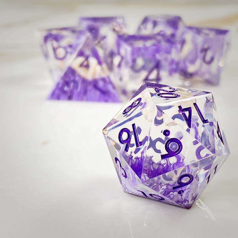 Sage's Orbs - Purple Ocean Depths Sharp Edge Resin Polyhedral Dice Set image 2