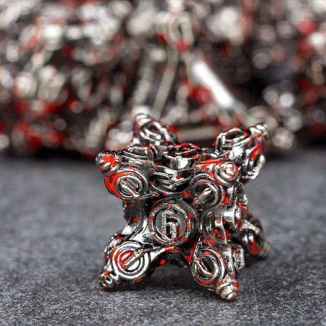 Sage’s Finials Silver Carnage Metal Polyhedral Dice Set image 7