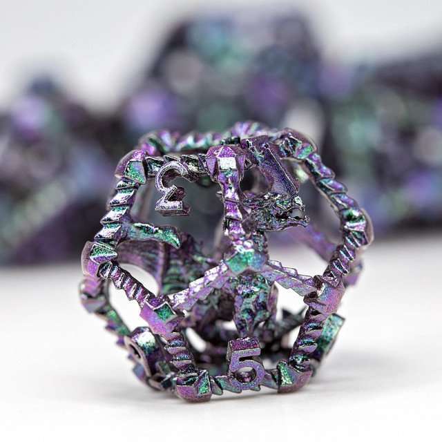Sage's Draconic Prison Witch's Curse Cage Hollow Metal Dice Set image 2