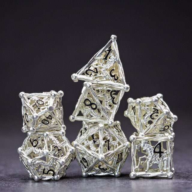 Sage's Ankeg Magical Creature Silver Hollow Metal Polyhedral Dice Set image 7
