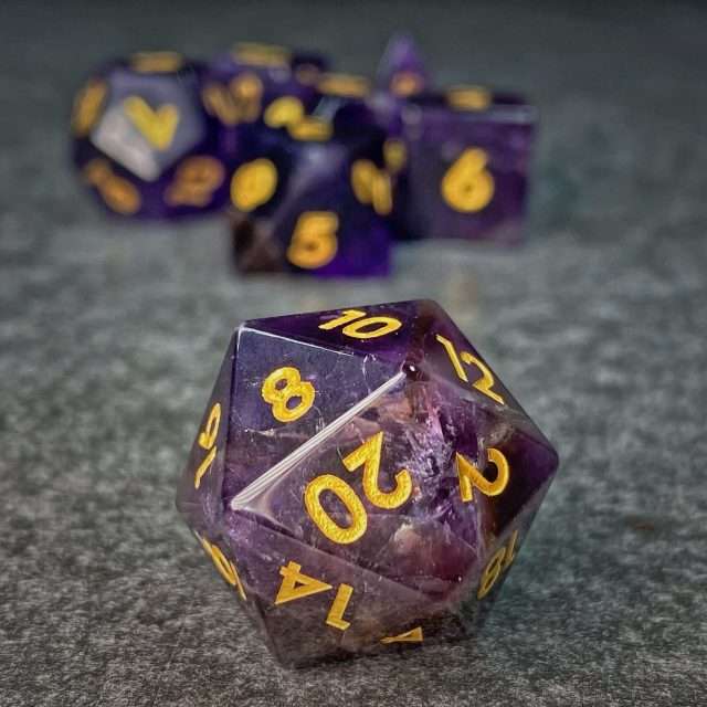 Sage's Treasures - Captured Nebula Amethyst Gemstone Polyhedral Dice Set image 1