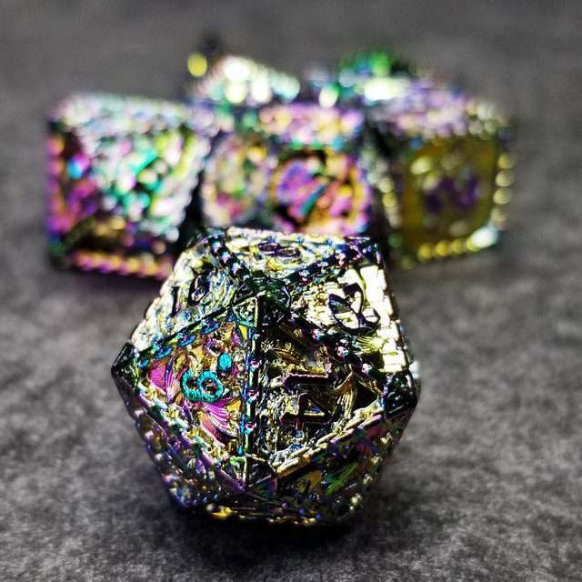 Sage's Dragonstones - Mystic Wyvern Rainbow Metal Polyhedral Dice Set image 2