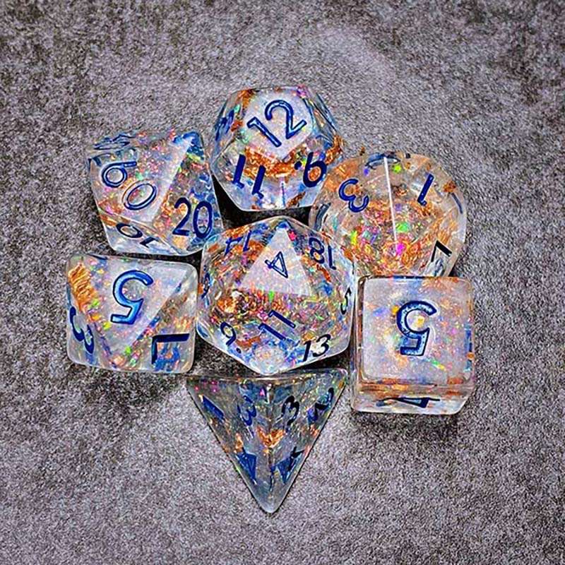 Sage's Cantrips - Transparent Glitter Copper Foil Resin Polyhedral Dice Set image 10