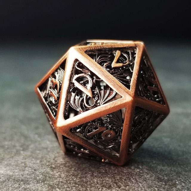 Sage's Dragonstones - Elder Dragon Copper Hollow Metal Polyhedral Dice Set image 7