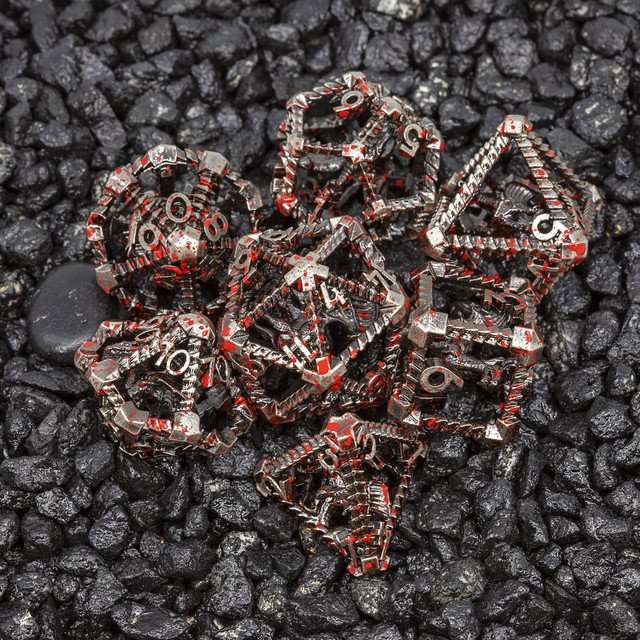Sage's Draconic Prison Bloody Cage Hollow Metal Dice Set image 1