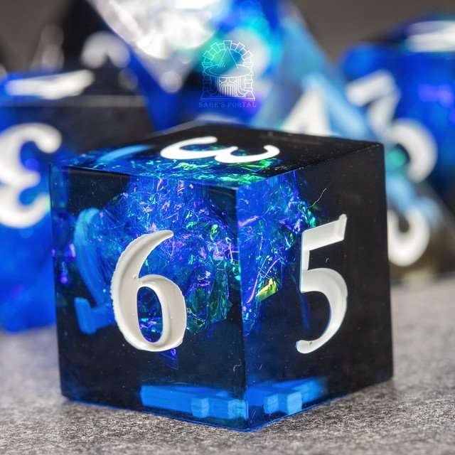 Sage's Crystals - Cobalt Sharp Edge Resin Polyhedral Dice Set image 9