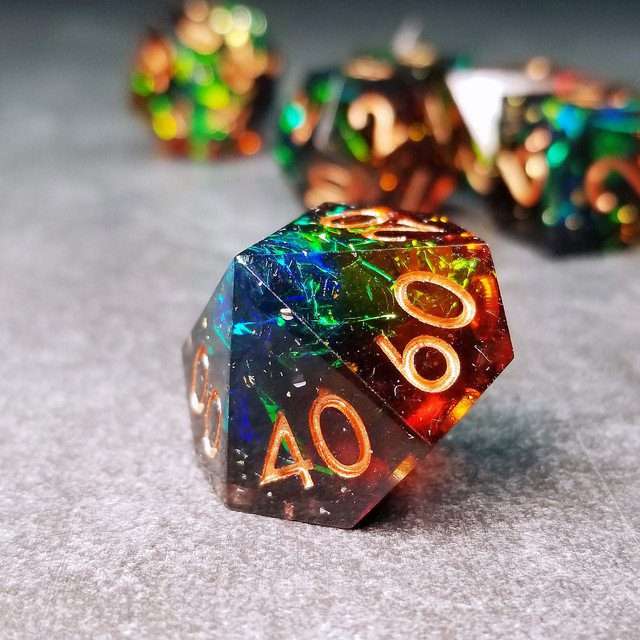 Sage's Enchanted Crystals Cola/Green/Blue Sharp Edge Resin Dice Set image 30