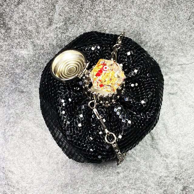 Sage's Gala Purse - Black Metallic Scale Gate-top Dice Bag image 2