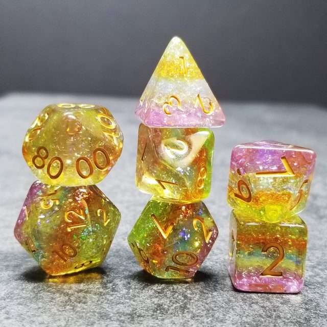 Sage’s Cantrips - Prismatic Spray Resin Polyhedral Dice Set image 8