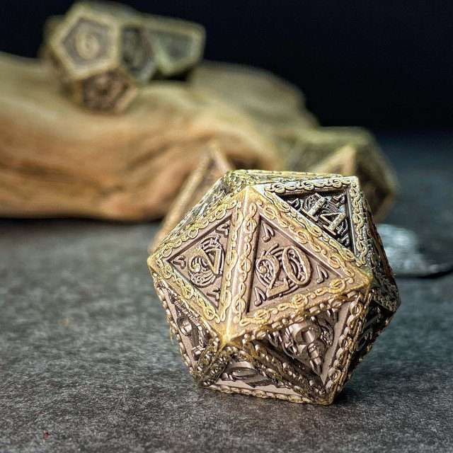 Sage's Anthems - Ancient Bronze Metal Polyhedral Dice Set image 18