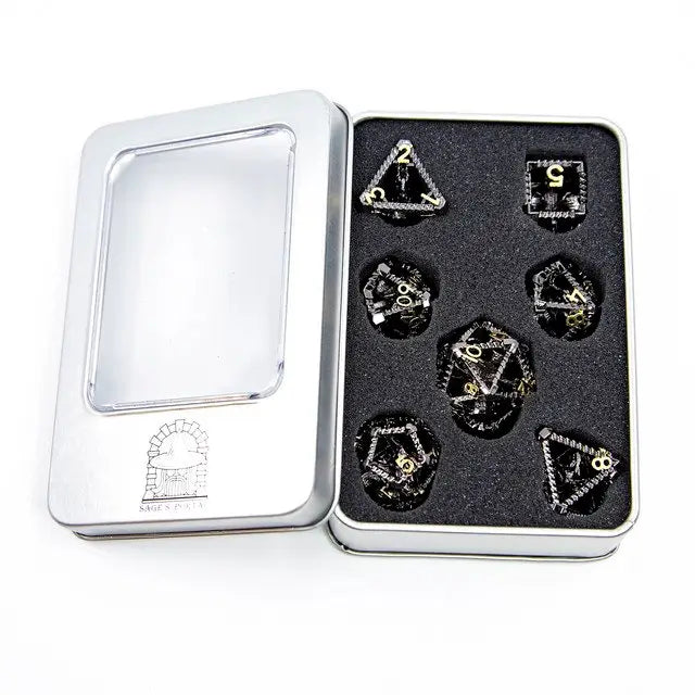 Sage's Draconic Prison Midnight Cage Hollow Metal Dice Set image 13