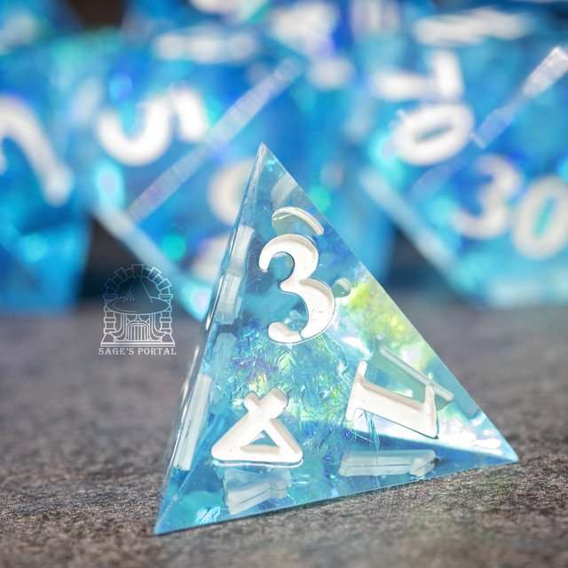 Sage's Crystals - Winter Sharp Edge Resin Polyhedral Dice Set image 8