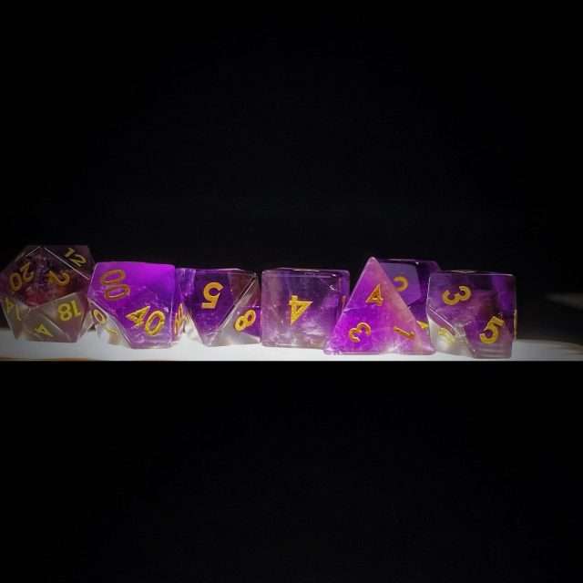 Sage's Treasures - Captured Nebula Amethyst Gemstone Polyhedral Dice Set image 9