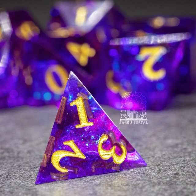 Sage's Crystals - Twilight Sharp Edge Resin Polyhedral Dice Set image 10