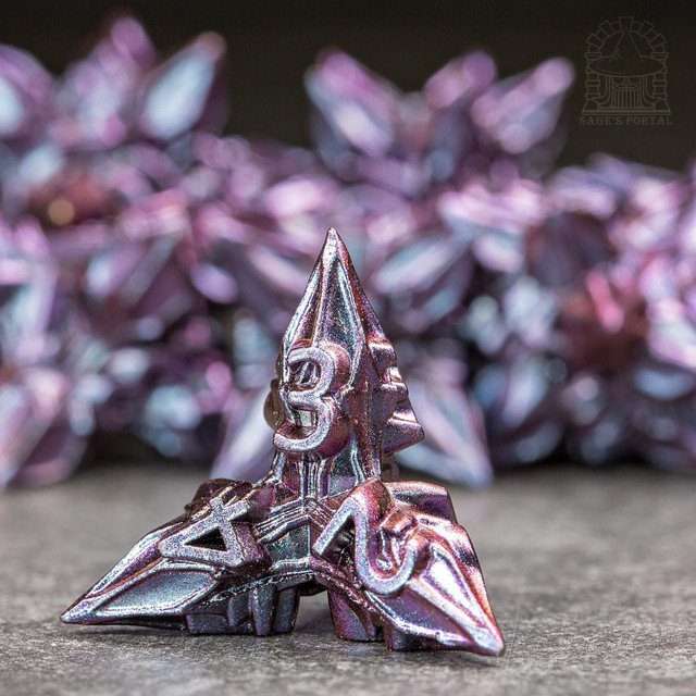 Sage's Deadly Blossoms Violet Metal Polyhedral Dice Set image 6