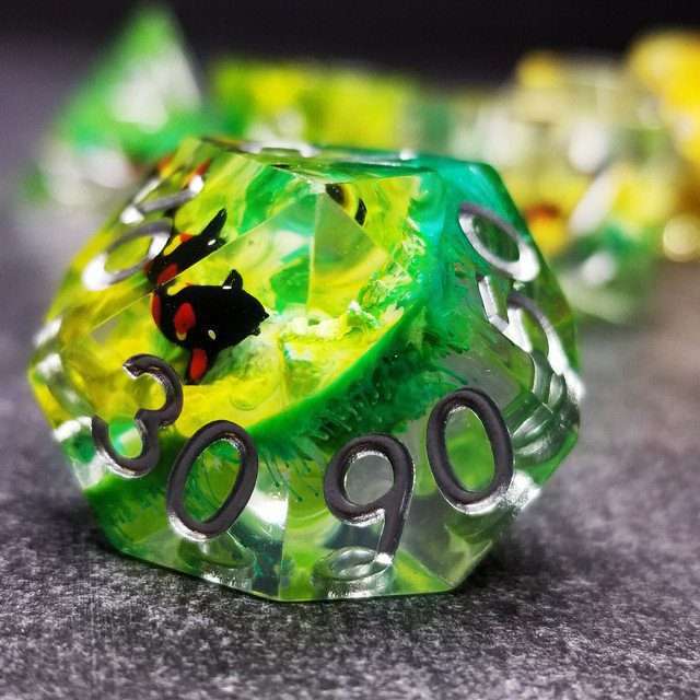 Sage's Elusive Karma Fish Familiar Sharp Edge Resin Polyhedral Dice Set image 4