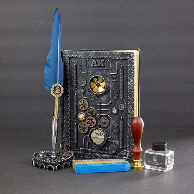 Sage's Gnomish Silver Notebook Gift Set | Handmade Notebook for TTRPG, Sketchbook, Diary image 7