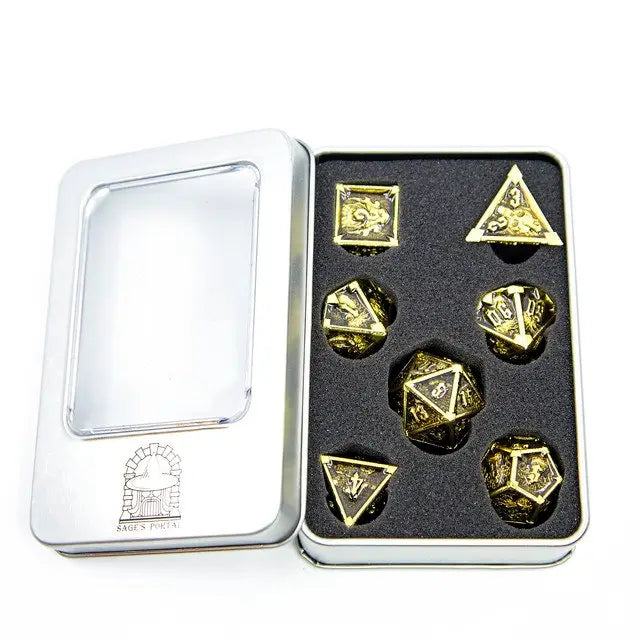 Sage's Grave Fortune Gilded Death Metal Polyhedral Dice Set image 11