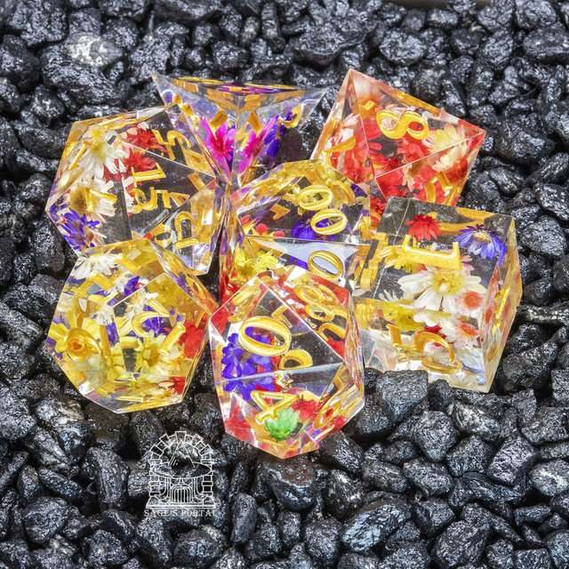 Sage's Freedom Florets Sharp Edge Resin Polyhedral Dice Set image 1