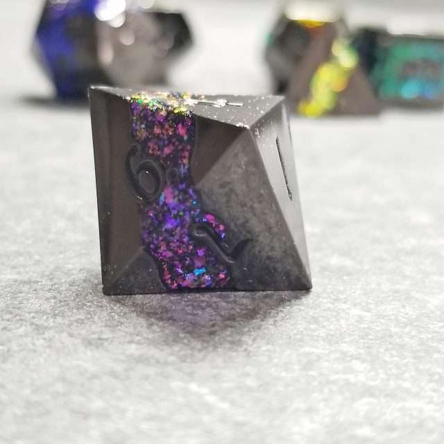 Sage's Rift Stones - Gloss Black/Rainbow Metal Polyhedral Dice Set image 6