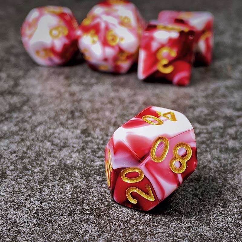 Sage's Stones - Red/White Acrylic Polyhedral Dice Set image 7