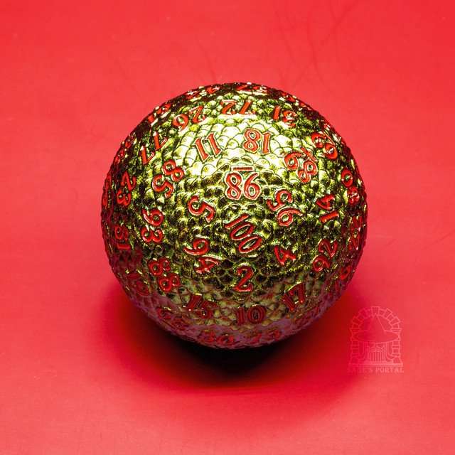 Sage’s Dragon Egg Green/Yellow d100 Metal Dice image 5