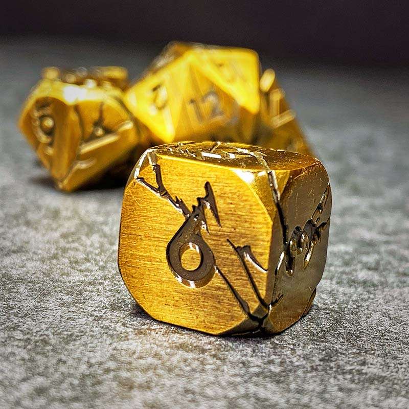 Sage's Relics of Antiquity - Burnished Gold Metal Polyhedral Dice image 7
