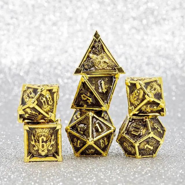Sage's Grave Fortune Gilded Death Metal Polyhedral Dice Set image 12