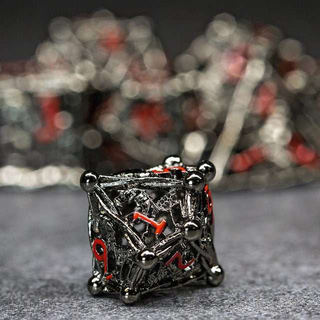 Sage's Ankeg Magical Creature Black/Red Hollow Metal Polyhedral Dice Set image 2