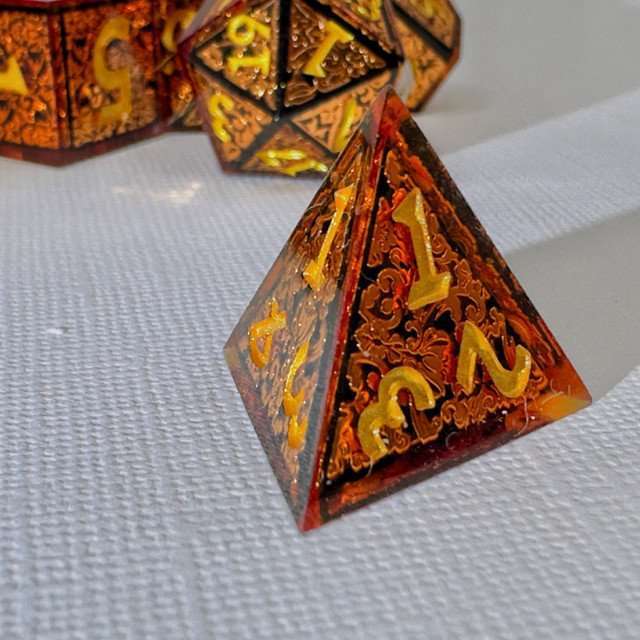 Sage's Arabesque Copper Sharp Edge Resin Dice Set image 2