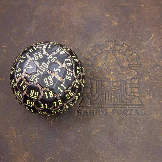 Sage’s Warp Stones Yellow Sun d100 Metal Dice image 3