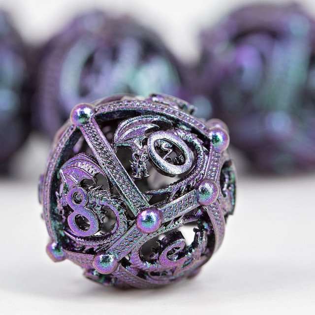 Sage’s Dragon Orb Deadly Nightshade Hollow Metal Dice Set image 8