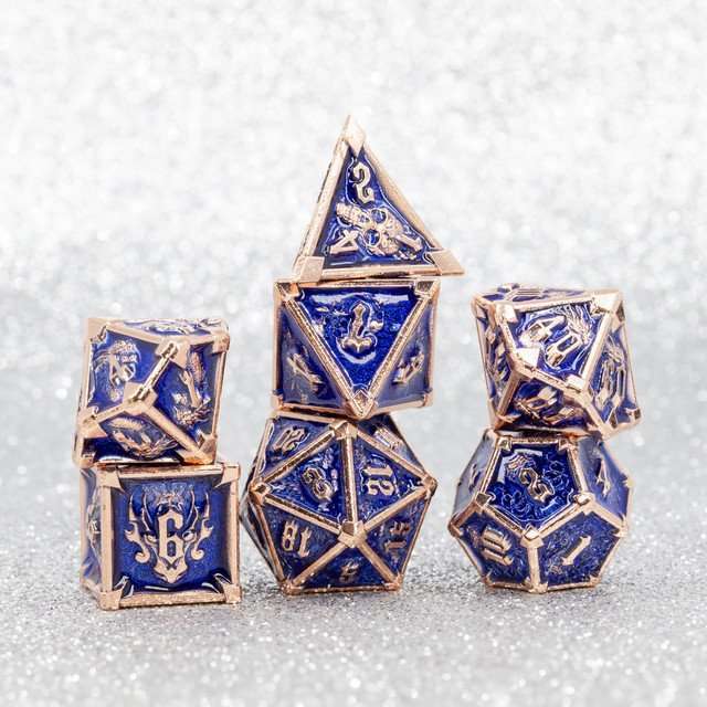 Sage's Grave Fortune Cobalt Death Metal Polyhedral Dice Set image 14