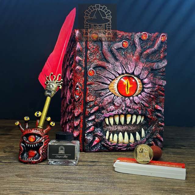 Red Eye Tyrant Notebook Gift Set | Handmade Notebook for TTRPG, Sketchbook, Diary image 2