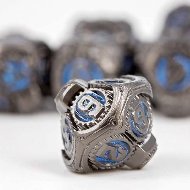 Sage's Artificer's Core Cerulean Essence Metal Polyhedral Dice Set image 5