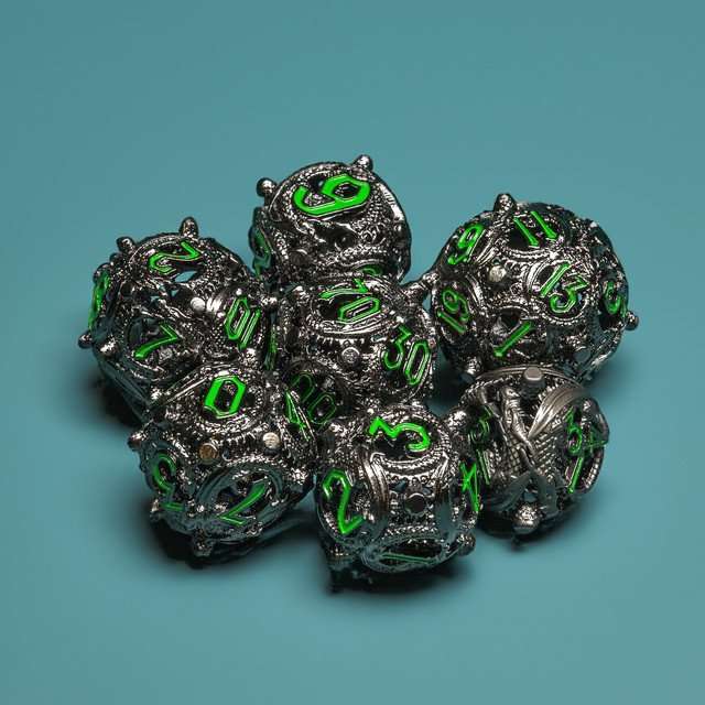 Sage’s Ouroboros Dusk Venom Hollow Metal Polyhedral Dice Set image 9