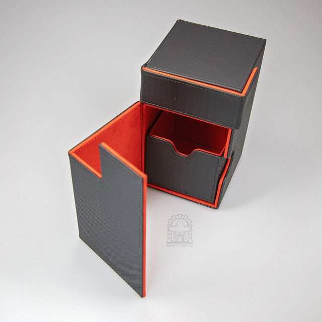 Sage's Premium 2 Drawer Deck Storage Box for TCG, Dice, Jewelry 145mm x 93mm x 90mm - Black/Red image