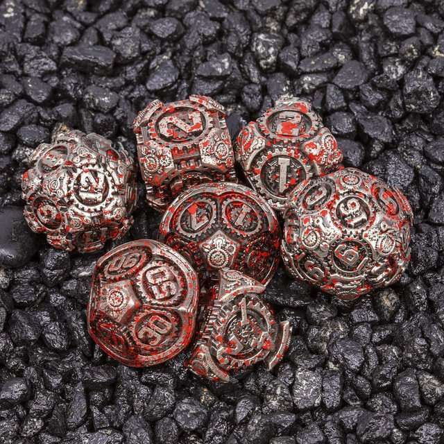 Sage's Artificer's Core Battlefield Essence Metal Polyhedral Dice Set image 1