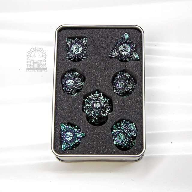 Sage's Deadly Lotus Witch's Curse Metal Polyhedral Dice Set image 2