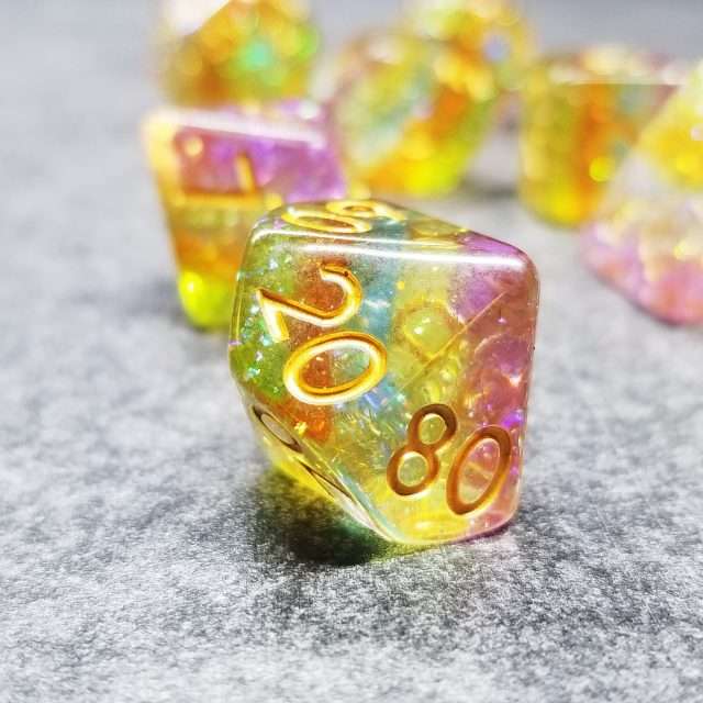 Sage’s Cantrips - Prismatic Spray Resin Polyhedral Dice Set image 5