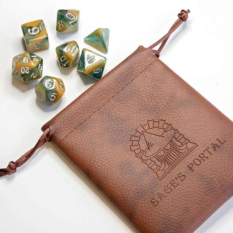 Sage's Pouch - PU Leather Walnut/Chestnut Spotted Dice Bag image 0