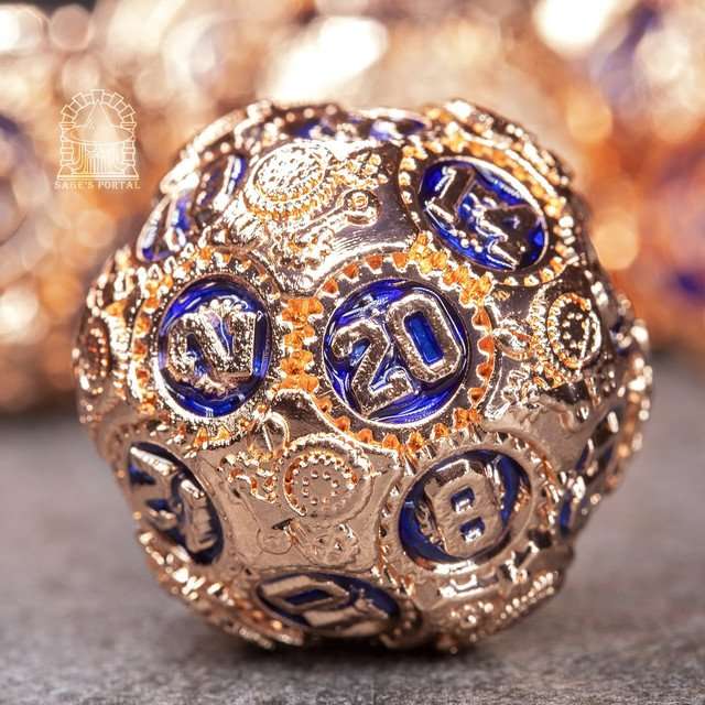 Sage's Artificer's Core Cobalt Essence Metal Polyhedral Dice Set image 10