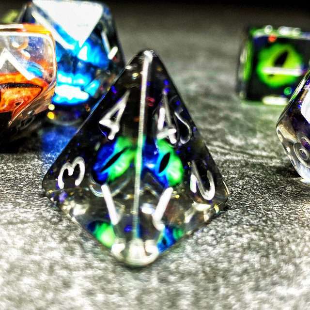 Sage's Bottled Rainbow Dragon Eyes Resin Polyhedral Dice Set image 6