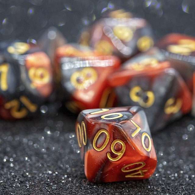 Sage's Stones - Copper/Mica Gold Ink Acrylic Polyhedral Dice Set image 4