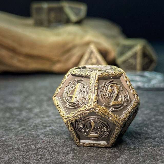 Sage's Anthems - Ancient Bronze Metal Polyhedral Dice Set image 14